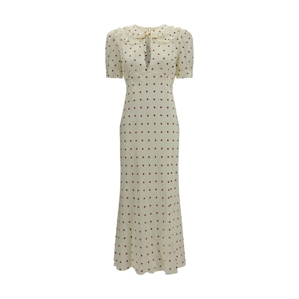 Alessandra Rich Women Silk Polka-Dot Midi Dress